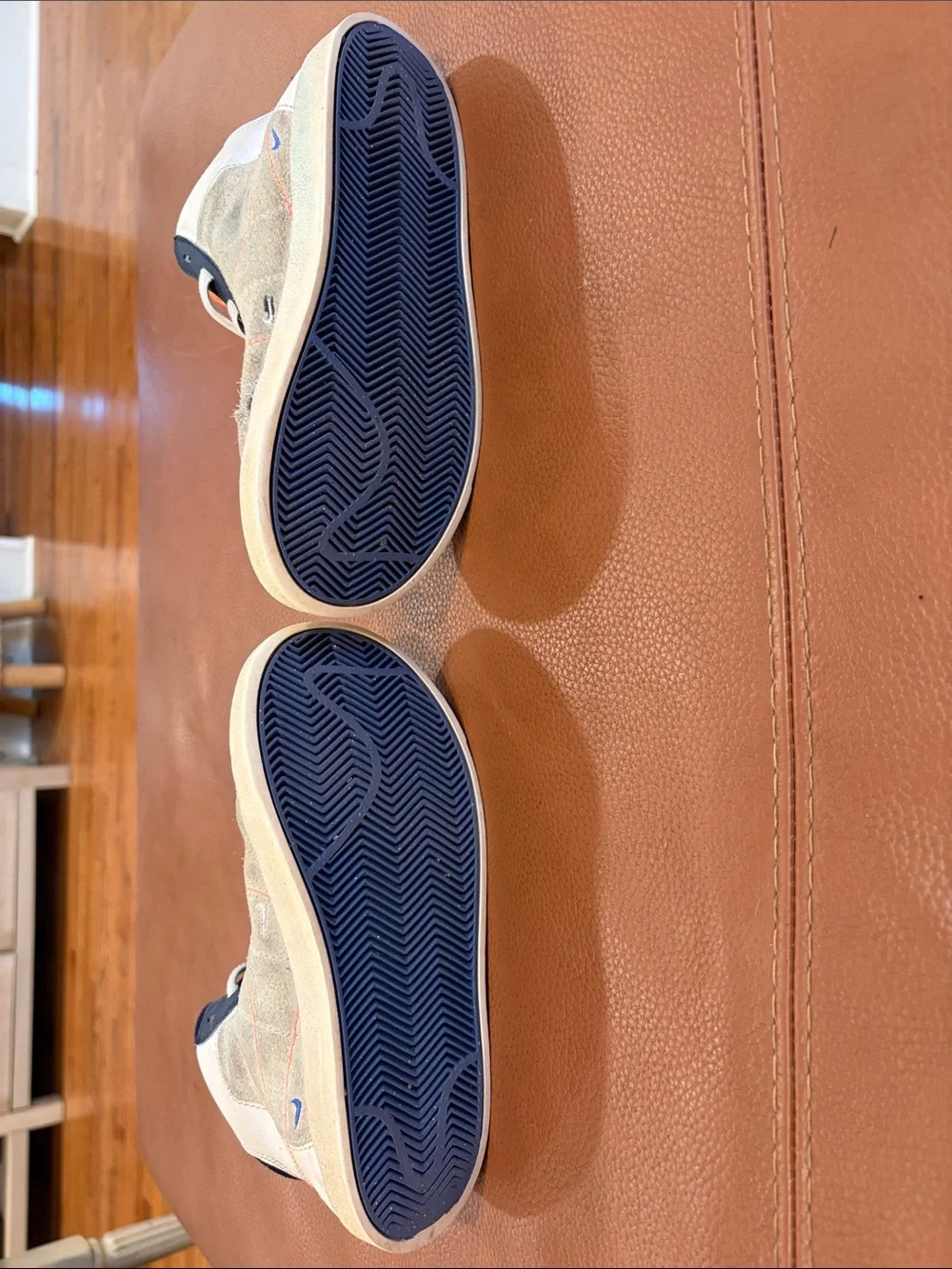 Nike Kids High-Top Sneakers in Navy, Orange & White